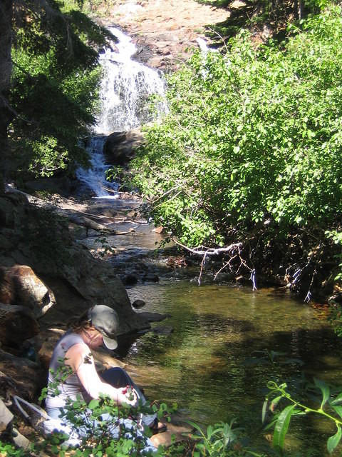 Kim pumping water