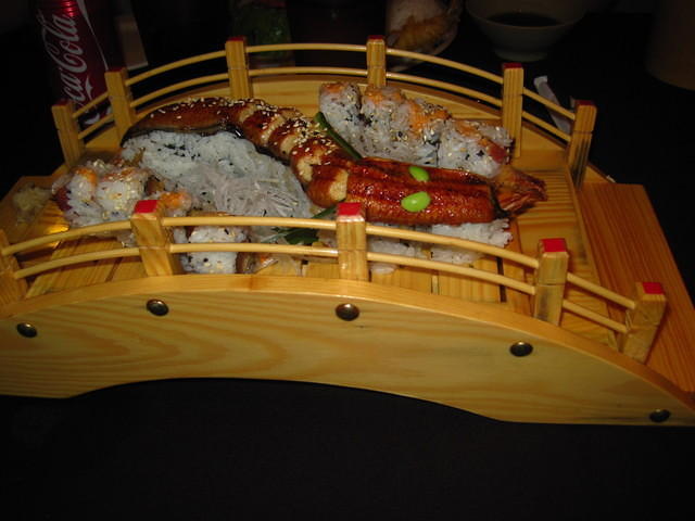 My dragon roll during dinner at Wasabi's