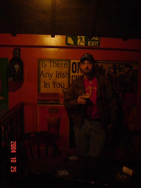 Mickey enjoying a Guinness in Scotland