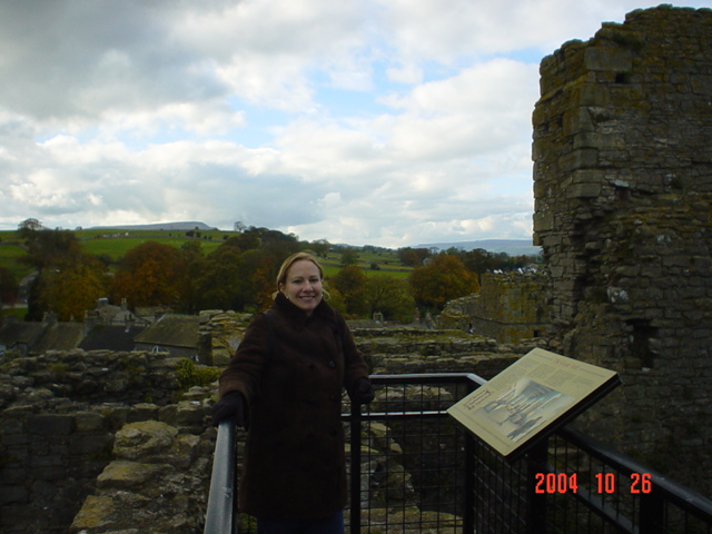 Carrie enjoying the views above Middleham Castle