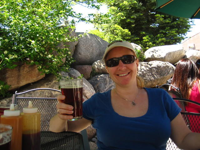 Enjoying a beer at the Gore Range Brewery after Ziplining.