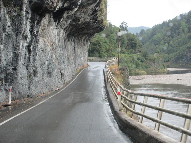Buller Gorge - One lane road between the mountain and river.  I hope no one is coming around that corner.
