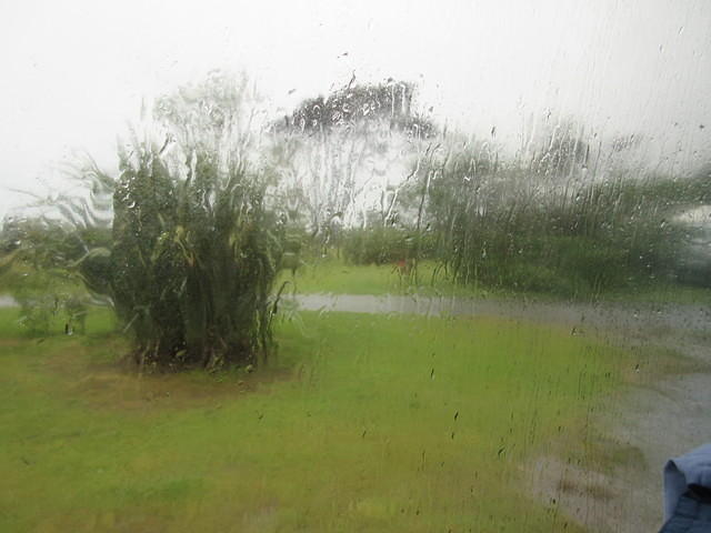 It was pouring rain all night.