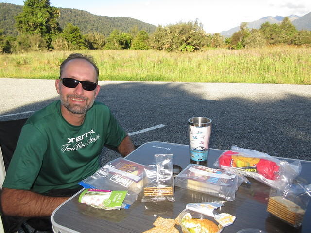 Another meal of cheese, crackers, and hot tea.