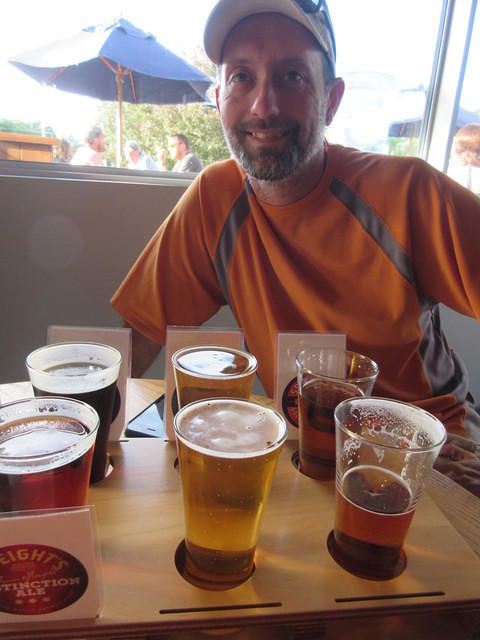 Tasting some Speight's Ale.  Carrie's favorite is the 5 Malt Old Dark.