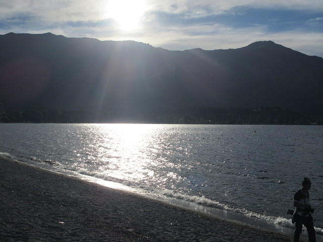 Walking the shore of Wanaka on Christmas Eve.