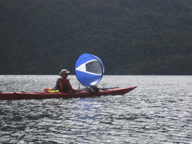 Tara, our guide, using her kayak sail.