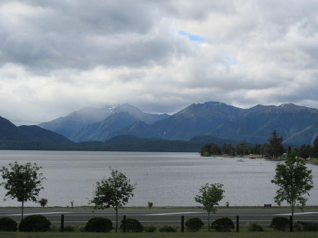 The view from our campsite in Te Anau.  At midnight on New Years Eve, we watched fireworks rain down on this lake.