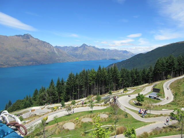 The luge track with Lake Wakatipu in the distance.