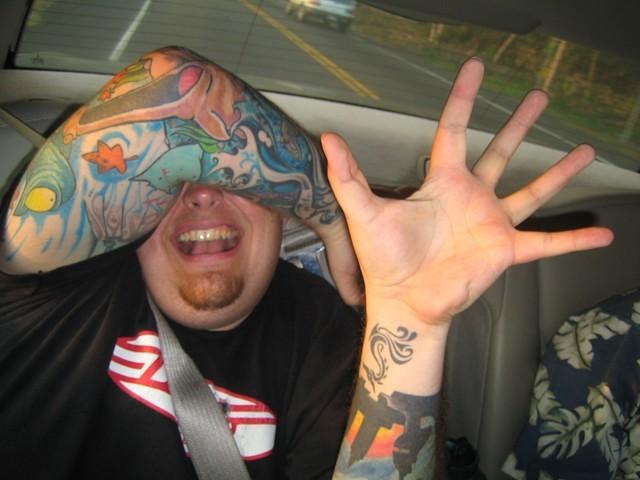 Andrew scared shitless while Patrick drove  Saddle Road.
