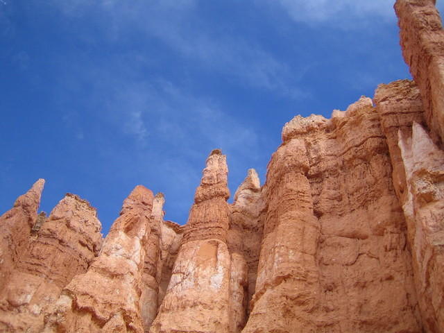 Looking up at hoodoos
