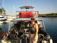 Getting ready to go scuba diving.