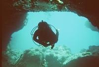 Mickey entering a lava tube
