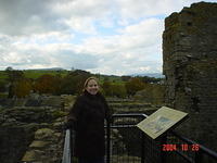 Carrie enjoying the views above Middleham Castle