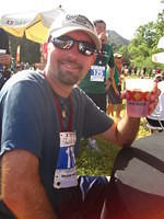 Enjoying the Beer garden after the race.