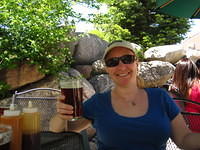 Enjoying a beer at the Gore Range Brewery after Ziplining.