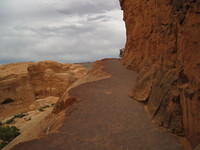 Hiking up to Delicate Arch.