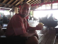 Mickey enjoying a banana daiquiri in the bar.