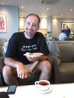 Relaxing in the first class lounge at the Fiji Airport.  Feeling special.