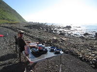 Breakfast on the beach north of Kaikoura.