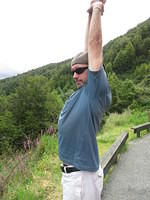 Stretch break with a beautiful view of the river below.