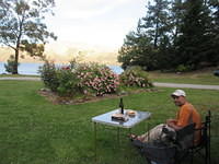 We got a great space at the Lake Hawea Holiday Park.  Great views!