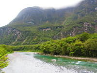 The view from our campsite at Milford Sound.