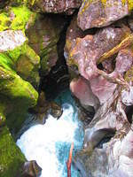 It is hard to tell from this picture, but this blue waterfall dropped into an incredibly deep gorge.