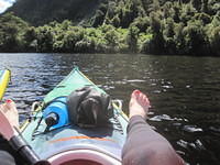 Taking a snack break on the kayak.