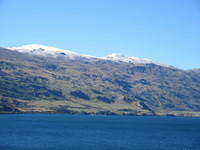 Driving to Queenstown.  The storms in Te Anau dropped snow in the mountains east of Queenstown.