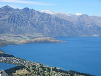 Looking down on to Queenstown and Lake Wakatipu from the top of the ski lift.