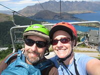 Taking the ski lift up again.  We rode the luge 5 times.  It was so much fun!
