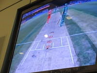 Watching cricket in the bar while we wait for our flight.