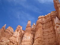 Looking up at hoodoos
